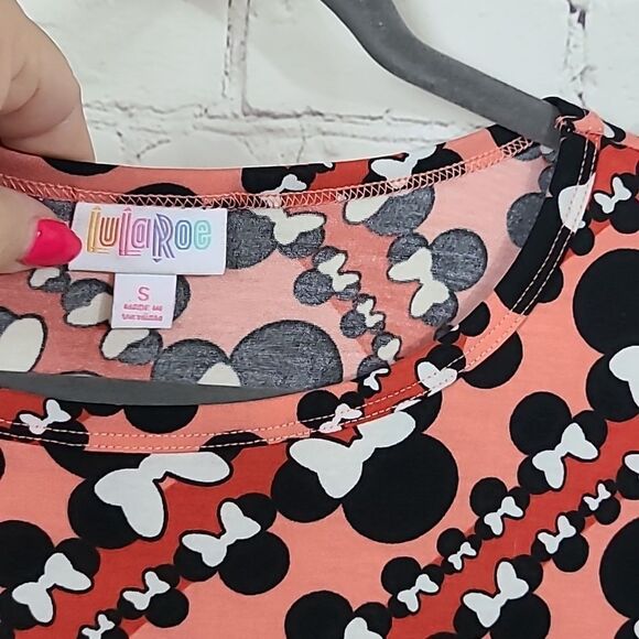 NWT LuLaRoe Disney Carly Dress Minnie Mouse Knit Midi Pocket High Low Casual 6/8 - Picture 6 of 11